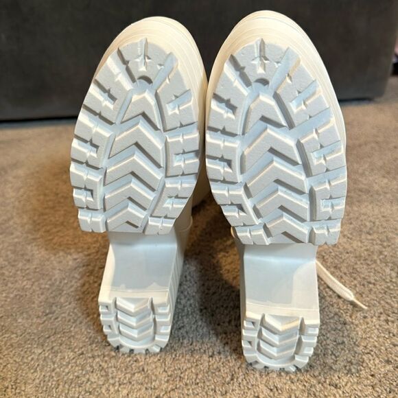 Women’s White Lace Up Chunky Heeled Boots Size 11 (42 EU) NEW - Picture 8 of 13